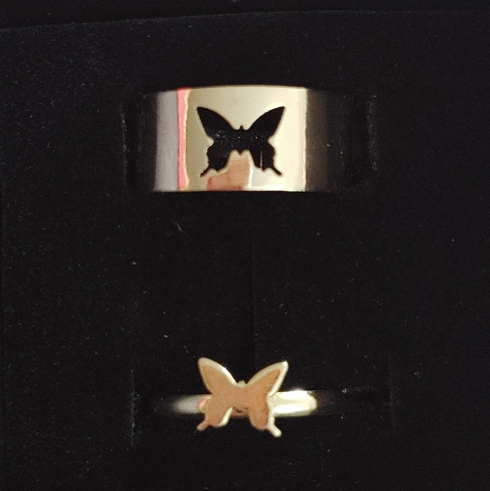 Gold Butterfly Ring Set